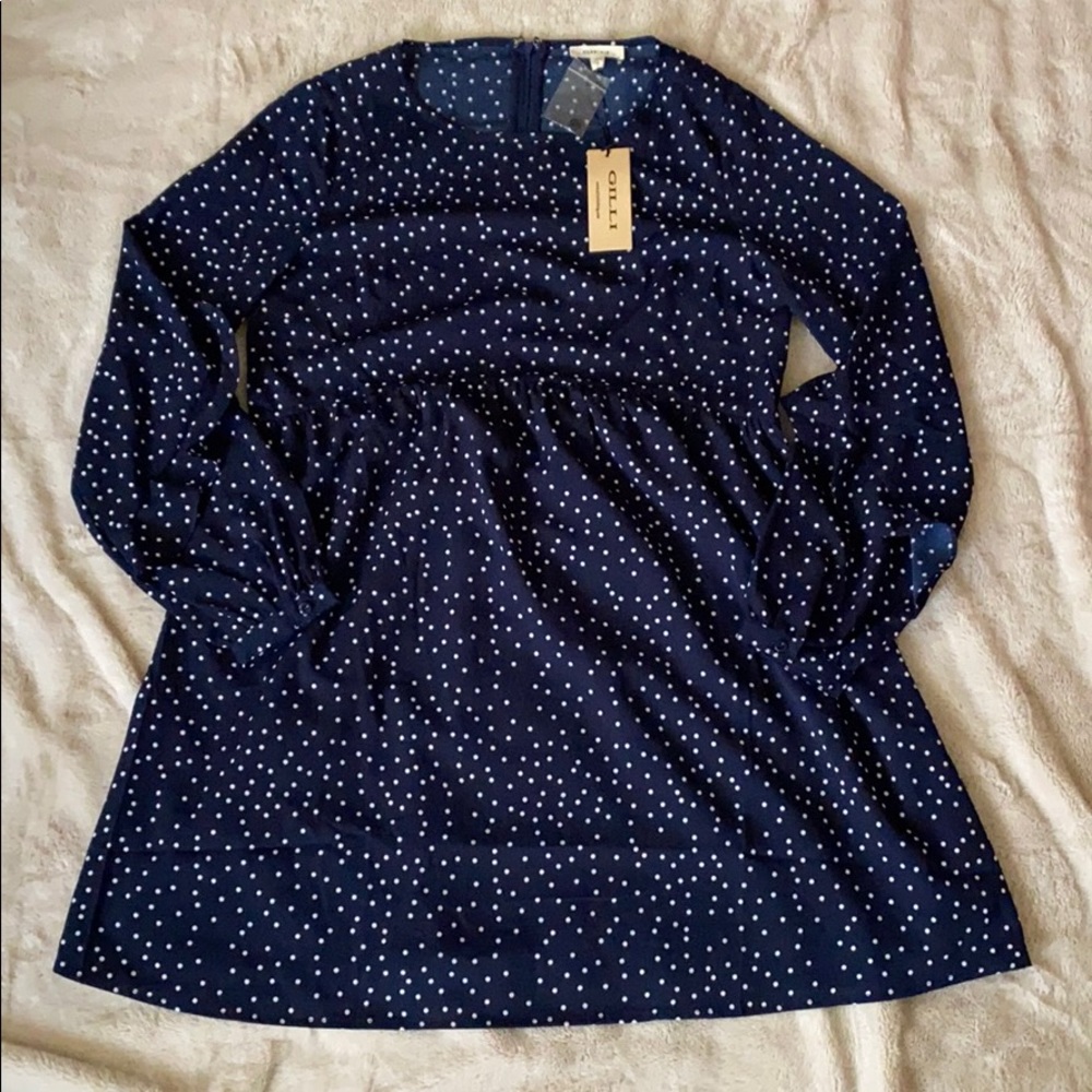 Gilli Navy Polka Dot Dress